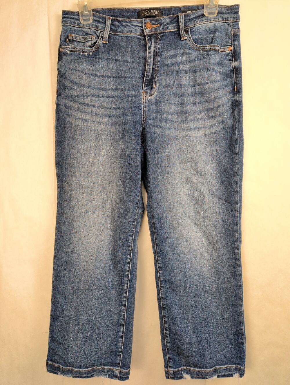 Judy Blue wide leg jeans Size 31 High Rise Ankle Raw Hem Classic Denim Boho